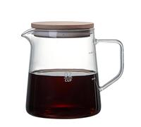 VIFERR Glass Coffee Carafe 500 ML Borosilicate Glass Coffee Server Clear Crystal Joe Pot with Wood LId for Water Milk Tea