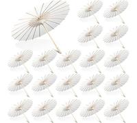 VIFERR White Paper Umbrella School Paper Parasol Decorative Umbrella with Solid Wood Rib and DIY Hand Painting for DIY Painting Craft, Wedding, Bridal Party, Ceiling Decoration