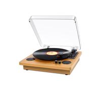 VIFLYKOO Vinyl Turntable Bluetooth Turntable with Dual Stereo Speaker, Wireless 3 Speeds 33/45/78 u/min (Wood Colour)