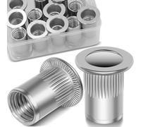 Vifmy 1/2''-13 UNC Rivet Nut, 10Pcs 304 Stainless Steel Flat Head Rivnut Threaded Insert Nutsert