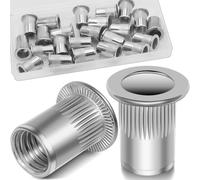 Vifmy 21Pcs M10 Rivet Nuts, 304 Stainless Steel Flat Head Rivnut Threaded Insert Nutsert