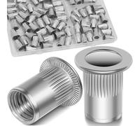 Vifmy M5 Rivet Nuts, 100Pcs 304 Stainless Steel Flat Head Rivnut Threaded Insert Nutsert