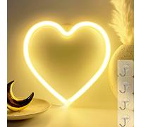 VIFULIN LED Light Neon Sign Room Decor - Yellow Night Light for Valentines Day - Hanging USB/Battery Operated Heart Lights for Window (Warm White)