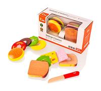 Viga Wooden Hamburger & Sandwich Set - Childrens Pretend Play Food Kitchen Toy, 2