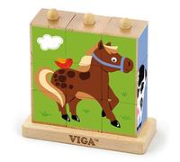 Viga Toys - 50833 - Stacking cube puzzle - farm animals - 9pcs