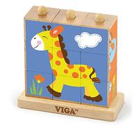 Viga Toys - 50834 - Stacking cube puzzle - wild animals - 9pcs.