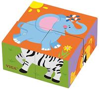 Viga Toys - 50836 - Cube Puzzle - Wild Animals - 4 pcs.