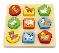 Viga Toys - 50839 - Big Wooden Knob Puzzle - Farm Animals