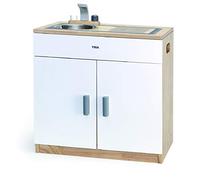 VIGA White Kitchen Sink - Wooden Play Workstation for Young Girls, 3 Years and Above