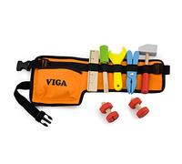 Viga Wooden Tool Set & Work Belt - Childrens Wood Toy Building Playset, for 3 years to 10 years