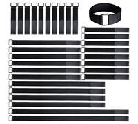 VIGAER 8"-12"-18"-24"-30" Reusable Fastening Cable Straps, 30 Pcs Securing Straps Adjustable Nylon Hook and Loop Cinch Cable Ties Down with Metal Buckle