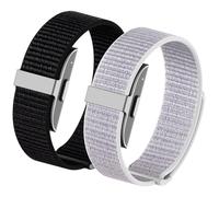 Vigamen 2 Pack Nylon Loop Sport Replacement Strap Compatible with Hume Band,Adjustable Soft Bands for Women Men,Breathable Lightweight Wristband for Hume Bands Fitness Tracker,Black+Sea Shell