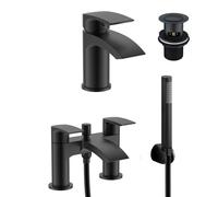 Vigan Waterfall Basin Mixer, Bath Mixer Taps & Waste Matte Black