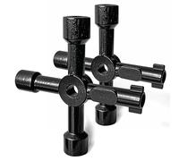 Viganoc 2Pc. 4 Way Multi-Functional Utilities Key for Electric Elevator Cupboard Cabinet Water Gas Meter Opening, Black