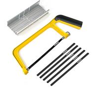 Viganoc 6-inch Mini Hacksaw and Miter Block Set - 150 mm Cutting Hand Saw with 5Pc Bi-Metal Blades