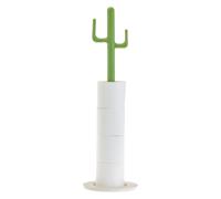 Vigar Cactus Toilet Paper Holder Ecofriendly Bioplastic and Bamboo Bath Roll Stand with Cactusshaped Handle