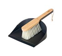 Vigar - Cleaning Brush and Dustpan - Handheld - 19 x 4 x 25.5 cm - Vintage - For Fireplace and Barbecue Ashes or Crumb - Bamboo Wood - Black