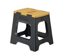 Vigar Compact Foldable Stool, 12-1/2 inches, Lightweight, 330-pound Capacity Non-Slip Folding Step Stool, Bamboo on Top, Black