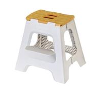 Vigar Compact Step Stool Foldable, 16-inch Two-Step Stools for Adults up to 330 Pound, Lightweight Stool, Non-Slip Folding Step Stool, Grey, Bamboo Print on Top