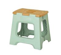 Vigar Compact Step Stool Foldable for Adults, 12-1/2-inch Non-Slip Folding Stool for Home, Toilet, Bathroom, Closet, Office, Supports up to 330 Pound, Green, Bamboo Print on Top