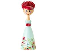 VIGAR - Dish Brush - Dress-Shaped Holder - 7.5 x 7.5 x 24.5 cm - Dolls Kalho - Nylon Bristles - Won't Scratch Crockery - Turquoise