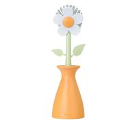 Vigar Dish Brush with Daisy-Shaped Design and Holder, Orange, Nylon Bristles, Plastic Handle, Kitchen Dishes and Sink Cleaning
