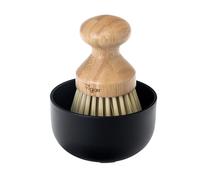 Vigar - Dish Brush with Soap Dispenser - 9 x 9 x 12 cm - Vintage Model - Hand Wiping Brush - Bamboo Handle - Comfortable and Practical - Cleans without Scratches - Black