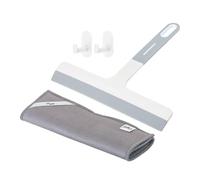 Vigar - Glass Clean Scraper - Basic Collection - 23.5 x 6 x 20 cm - Scraper for Windows, Screens and Windows - with Rubber Handle and Cloth - Grey