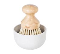 VIGAR Set with Brush, Tray and Soap Dispenser, Grey, Bamboo, 9 x 9 x 12 cm