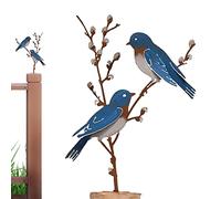 Vigcebit Bird Garden Stakes Decorative Metal - Chickadees A Branch Rusty Tree Art - Backyard Outdoor Decorations, Spring Remembrance for Mom Women Friends Family