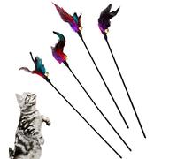 Vigcebit Cat Feather Wand - Colorful Cat Toys Kitten Toys With Bell Refills, Interactive Cat Toy Cat Wand Toy & Natural Cat Feather Teaser Toys Cat Fishing For Indoor Cats