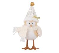 Vigcebit Christmas Tree Ornaments Birds | Cute Artificial Bird with Hat Scarf and Led Light | Bird Statue Table Ornament Home Decor, Winter Standing Bird Ornaments for Home