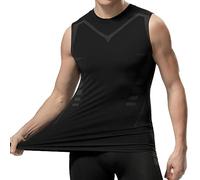 Vigcebit Compression Shirts for Men | Shapewear Tummy Control Compression Slimming Sleeveless Shirts | Shapewear Tight Undershirt Skin-Friendly for Cycling Black