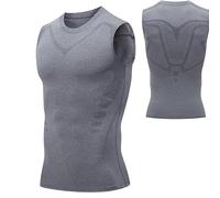 Vigcebit Compression Shirts for Men | Tummy Control Compression Tank Top Men Body Slimming Sleeveless Shirts - Skin-Friendly Tummy Control Sleeveless Shirts for Gym Sports Gray