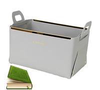 Vigcebit Foldable Desktop Storage Basket | Multipurpose Faux Leather Bin Organizers with Handles,Small Leather Foldable Box for Desktop, Table, Bin Organizers for Organizing