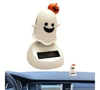 Vigcebit Halloween Solar Bobble Head Car Dashboard Solar Powered Dancing Ghost Bobble Head Shaking Head Ornament Automatic Non Fading Cute Halloween Solar Dance Figurines