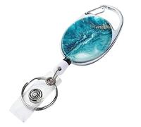 Vigcebit Marble Badge Reel | Badge Clip Retractable Badge Holder Keychain,Space Saving Sturdy Retractable Badge Reel Clip for Key Card Badge