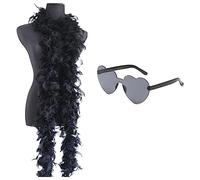 Vigcebit Pink Heart Sunglasses, Burlesque Feathers Boa 6.6ft Long, Feather Boa For Women, Burlesque Feathers Boa, Fancy Dress Accessory