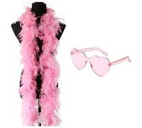 Vigcebit Pink Heart Sunglasses, Burlesque Feathers Boa 6.6ft Long, Feather Boa For Women, Burlesque Feathers Boa, Fancy Dress Accessory