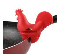 Vigcebit Pot Utensil Holder Clip - Silicone Pan Clip Spoon Rest Pot Side Clip - Anti-Spill Soup Spoon Holder for Pot Clip Spoon Rest Rooster Shape Pot Lid Supporter