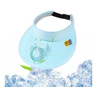 Vigcebit Visor with Fan - Upf50+ Hat with Built-in Fan | Keep Cool with Fan Hats to Keep Cool, Hat Fan with Adjustable Elastic Band Blue