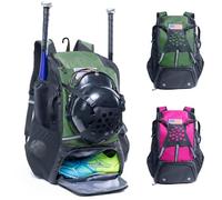 VIGEGARI Youth Baseball Bag - Bat, Glove & Helmet Holder, Shoes Compartment, Softball & T-Ball Equipment Accessory