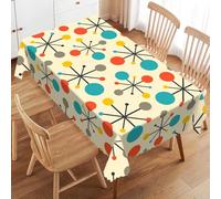VIGGINER Mid Century Rectangle Tablecloth Fifties Modern Atomic Retro Colors Yellow Table Cloth for Kitchen Dining Tablecloths Table Cover Decor for Party Patio 54 x 72 Inch