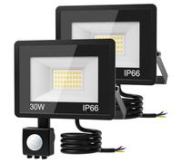 vighep 30W Security Lights Outdoor Motion Sensor, 3000LM LED Floodlight IP66 Waterproof, 6500K Cold White Outside Light Mains Powered for Garage, Garden, Backyard-2 Pack