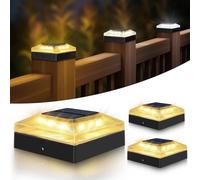 vighep 4x4 Solar Post Lights - 3 Pack Solar Post Cap Light Outdoor with 3 Color Modes, Waterproof Dimmable Fence Post Lamp for Wooden/Vinyl Posts Patio Garden Porch and Mailbox