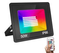 vighep RGB Security Lights Outdoor, 50W Dimmable Led Pir Floodlight with Remote Control, 4 Lighting Mode, IP66 Waterproof Outside Wall Light Mains Powered for Garage Backyard Garden Doorway(No Sensor)