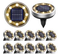 vighep Solar Lights Outdoor Garden, 12 Pack Super Bright Led Solar Ground Lights, IP65 Waterproof Disk Light, Flat Pathway Lighting for Garden Lawn Patio Deck Walkway Landscape-Warm White