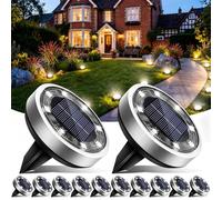 vighep Solar Lights Outdoor Garden, 12 Pack Super Bright Led Solar Ground Lights, IP65 Waterproof Disk Light, Flat Pathway Lighting for Garden Lawn Path Patio Deck Walkway Landscape-Cold White