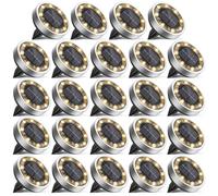 vighep Solar Lights Outdoor Garden, 24 Pack Super Bright Led Solar Ground Lights, IP65 Waterproof Disk Light, Flat Pathway Lighting for Garden Lawn Patio Deck Walkway Landscape-Warm White