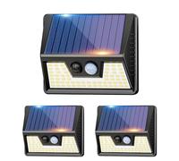 vighep Solar Lights Outdoor Garden - Led Motion Sensor Security Lights IP65 Waterproof, 3 Lighting Modes, Warm White Super Bright Pir Flood Lights for Wall Yard Fence Garage- 3 Pack